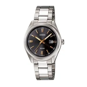 Casio Enticer Women's Analog Black Dial Silver Body Watch, Stainless Steel Strap, LTP-1302D-1A2VDF