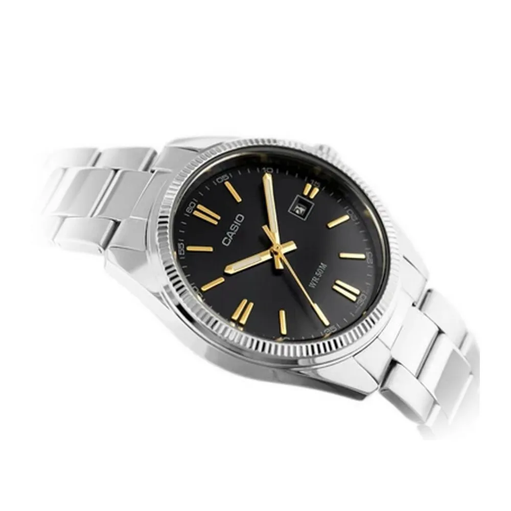 Casio Enticer Women's Analog Black Dial Silver Body Watch, Stainless Steel Strap, LTP-1302D-1A2VDF