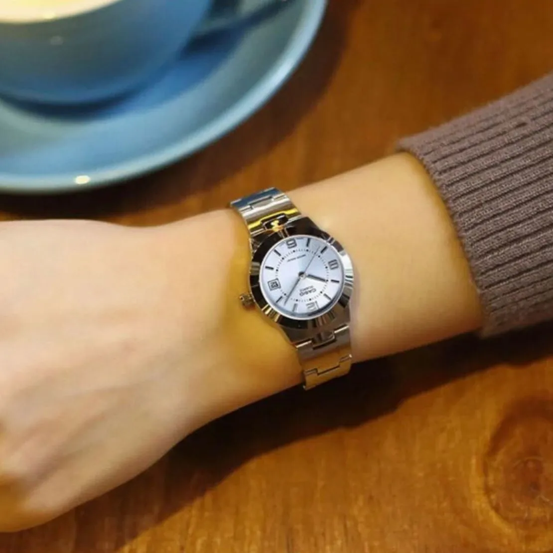 Casio Women Silver Analog Metal Strap Watch LTP-1241D-2ADF - B01