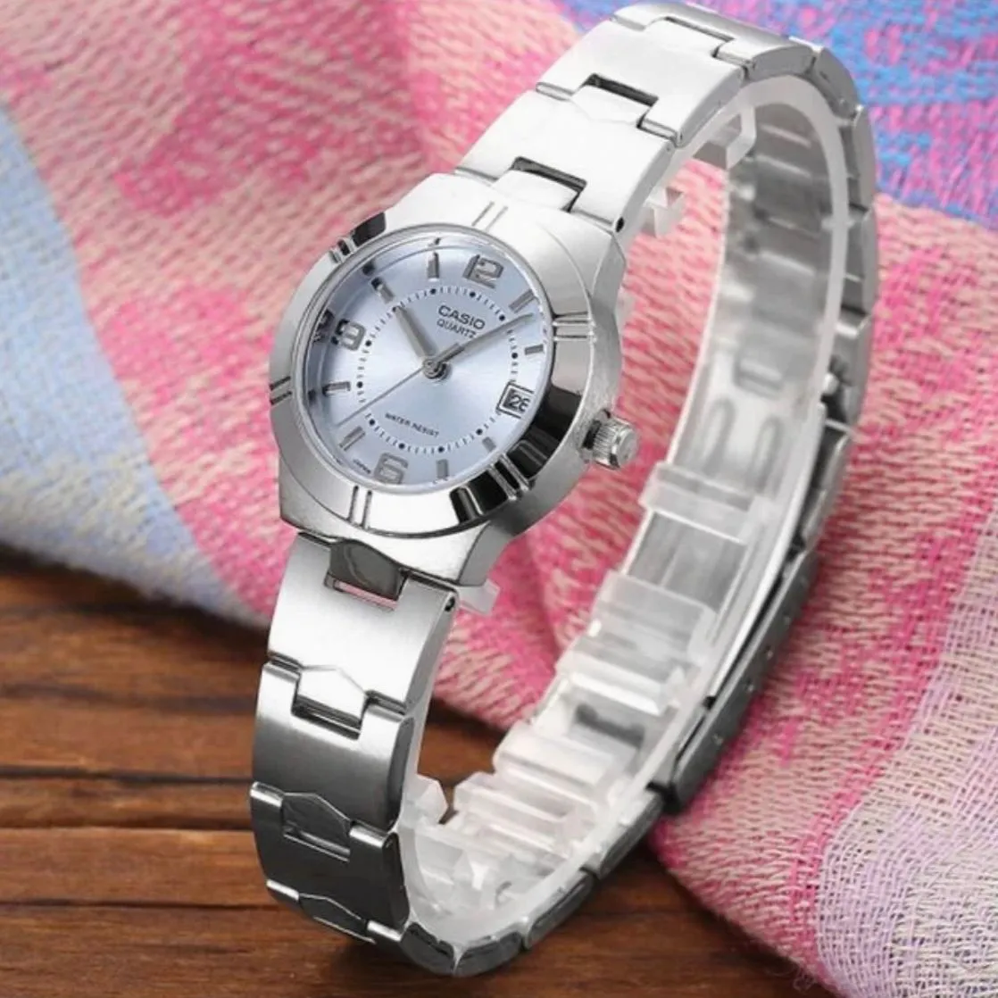 Casio Women Silver Analog Metal Strap Watch LTP-1241D-2ADF - B01