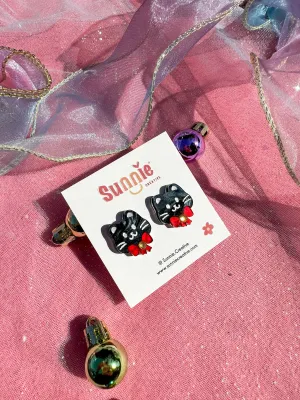 Cat in Bow Tie Studs Earrings