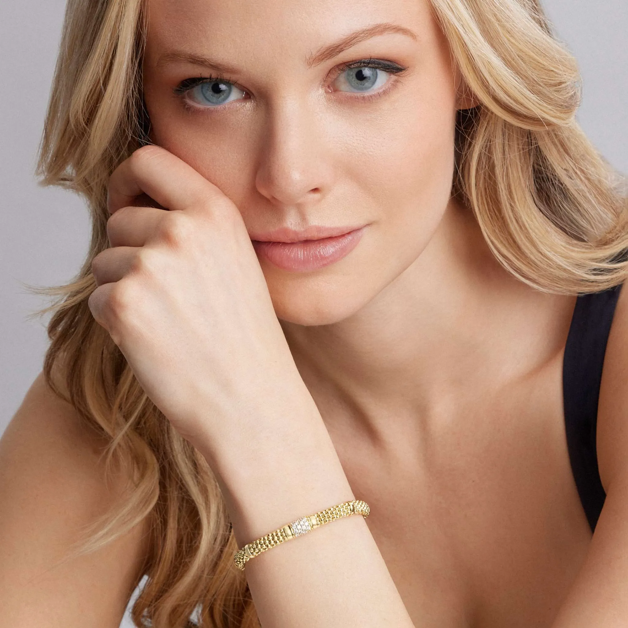 Caviar Gold 18K Gold Diamond Bracelet | 6mm