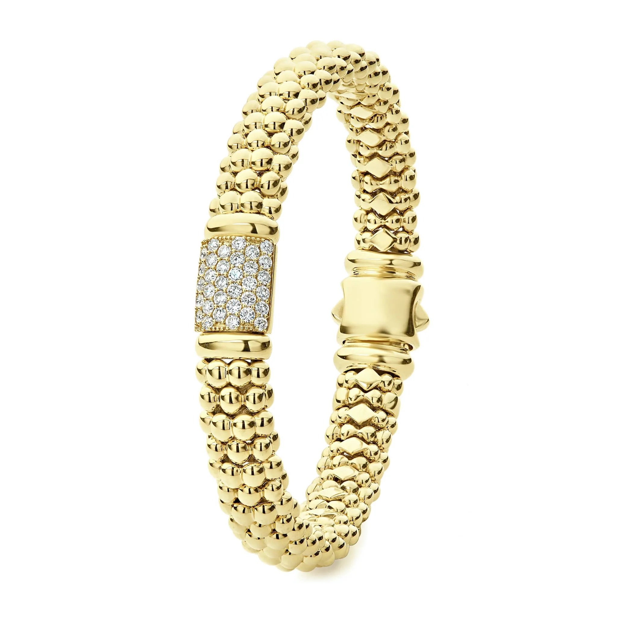 Caviar Gold 18K Gold Diamond Bracelet | 9mm