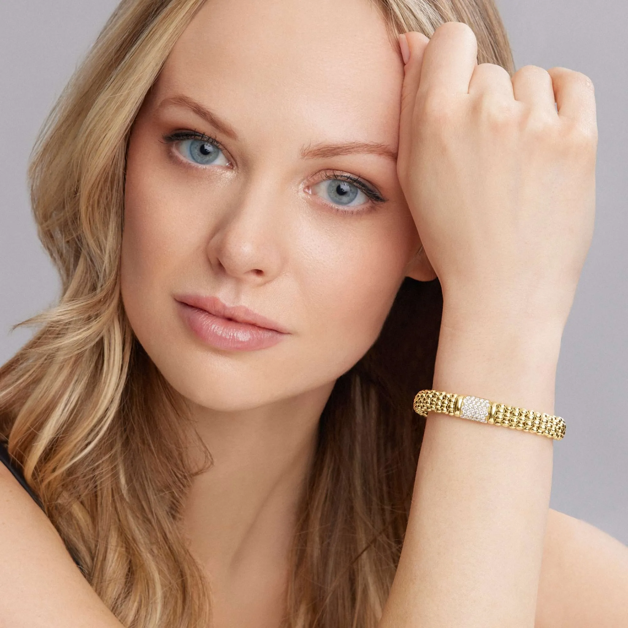 Caviar Gold 18K Gold Diamond Bracelet | 9mm