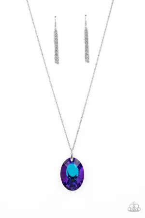 Celestial Essence - Blue - Oversized Iridescent Gem Paparazzi Long Necklace