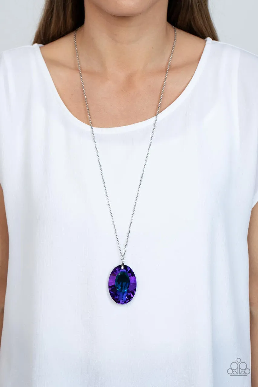 Celestial Essence - Blue - Oversized Iridescent Gem Paparazzi Long Necklace