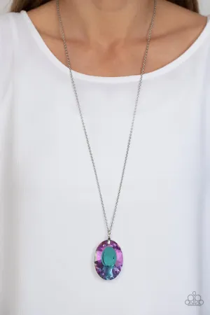 Celestial Essence - Purple - Oversized Iridescent Gem Paparazzi Long Necklace