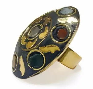 Chunky Brass Rough Agate Ring
