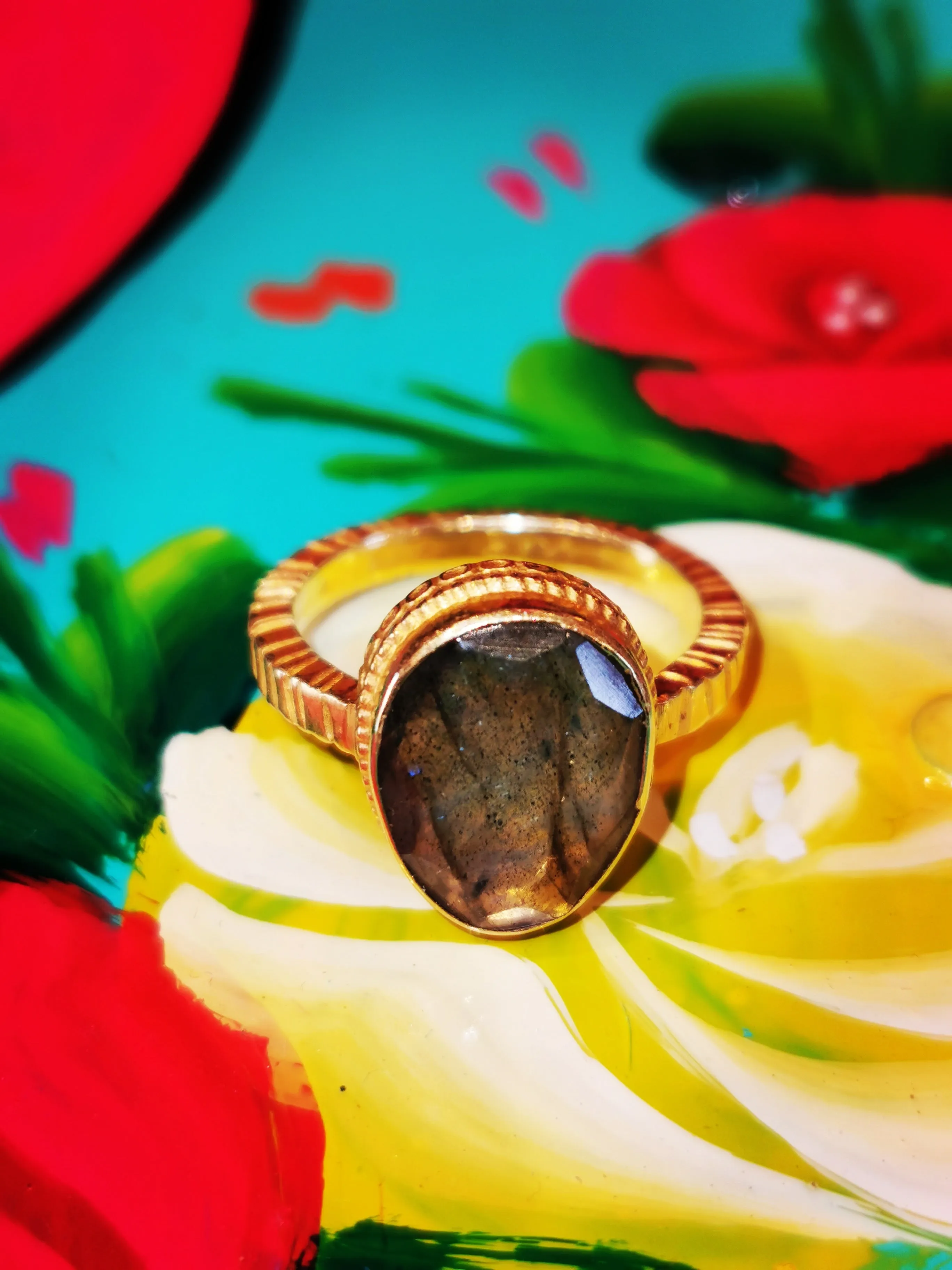 Chunky golden crystal rings