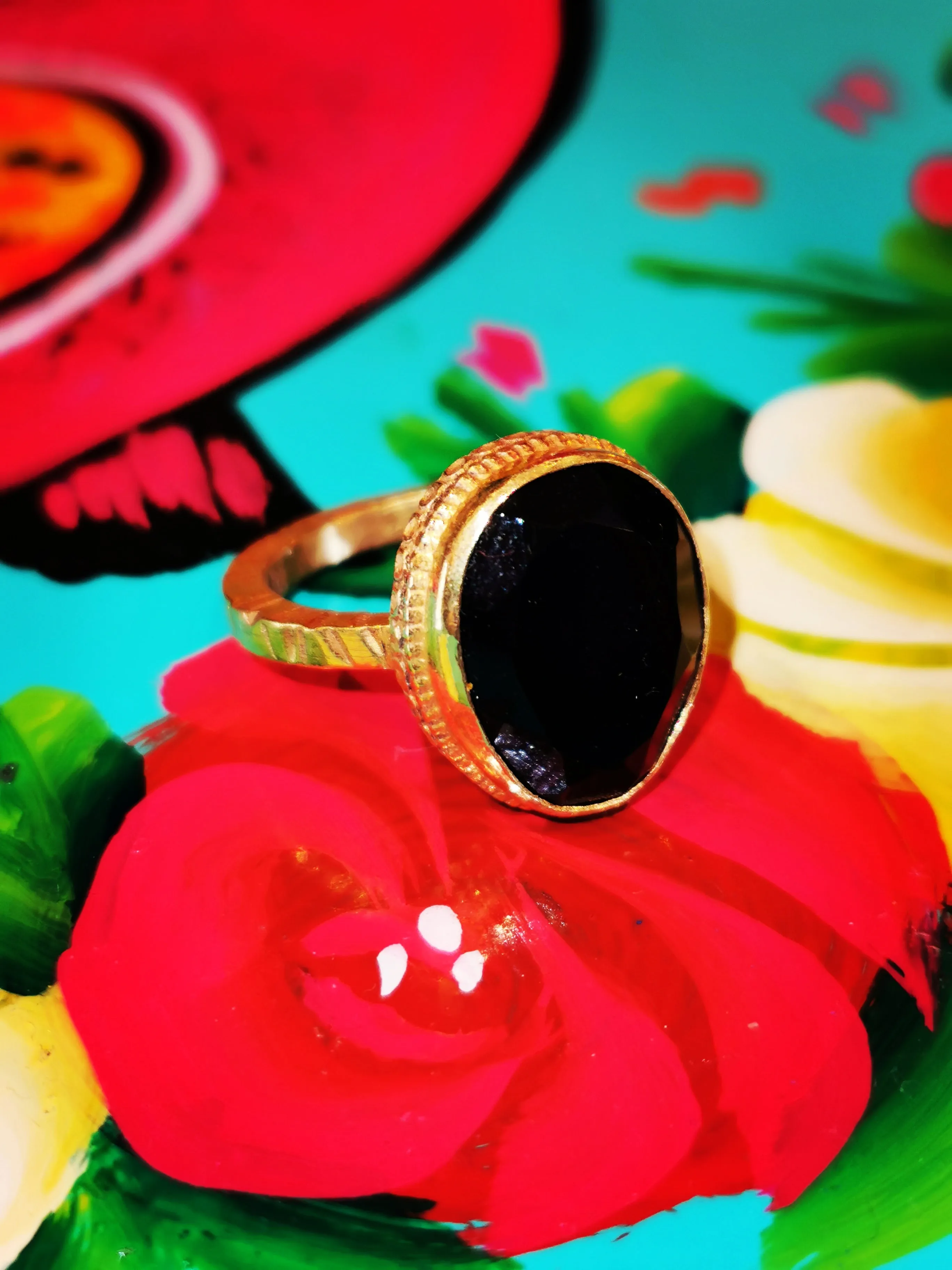 Chunky golden crystal rings