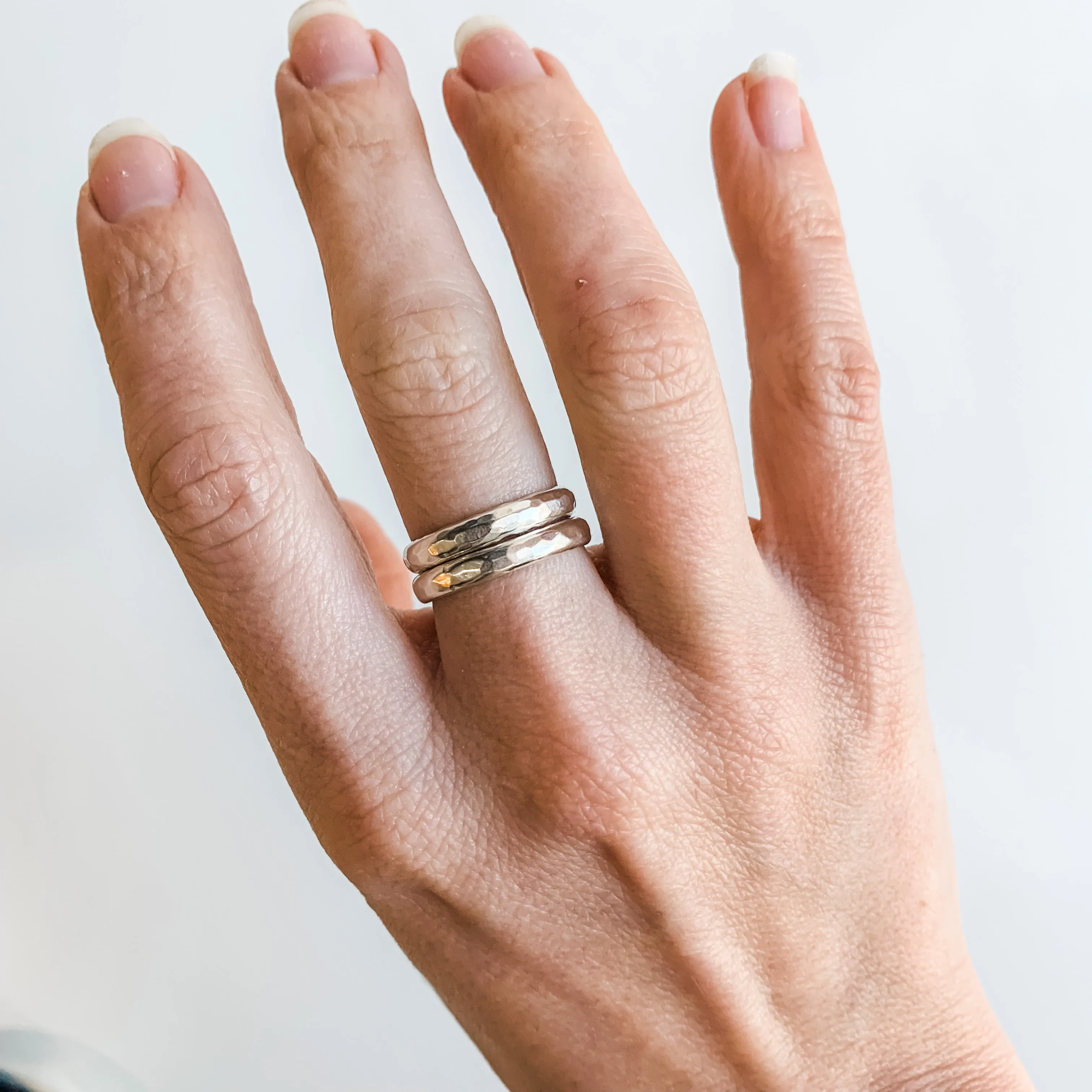 Chunky Hammered Silver Band