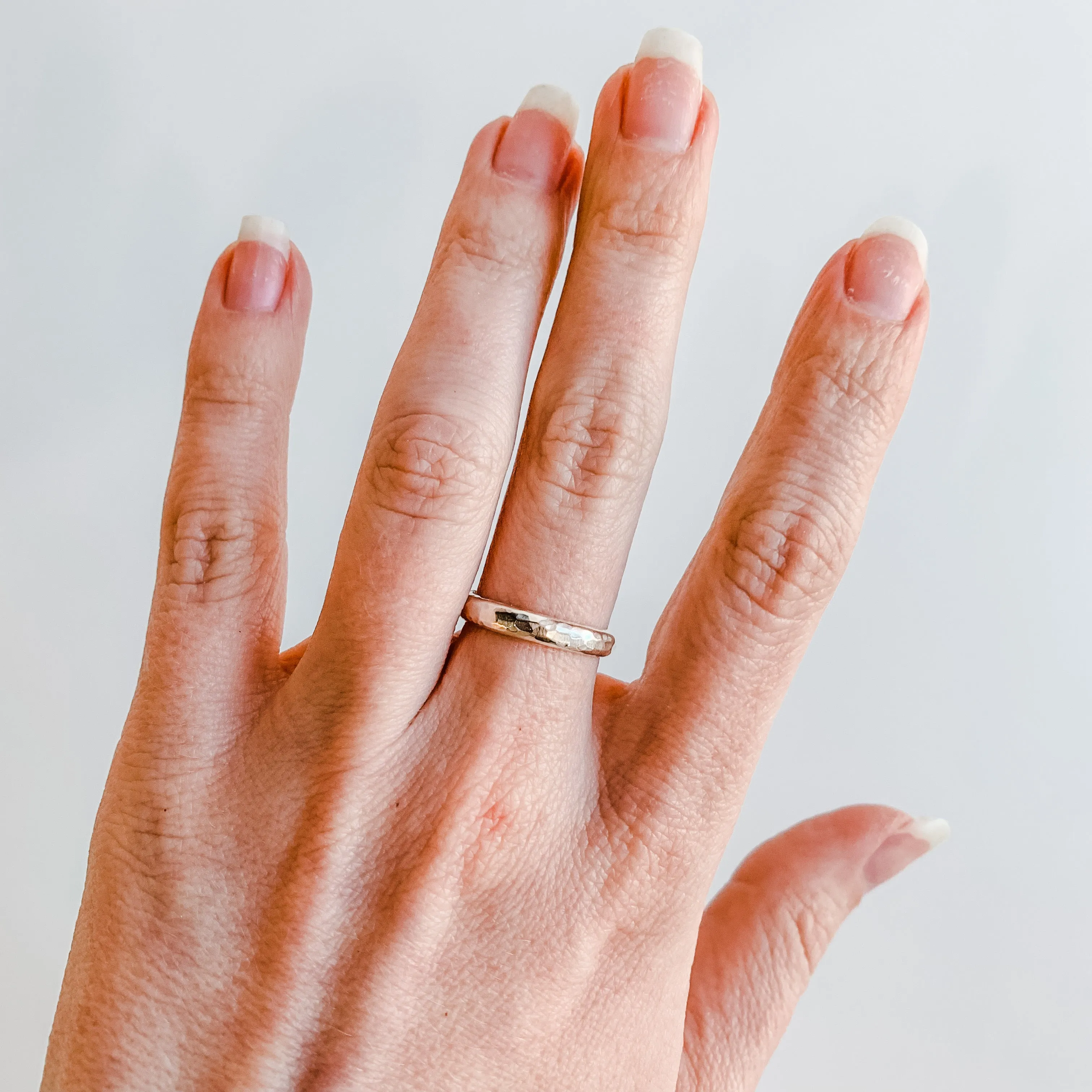 Chunky Hammered Silver Band