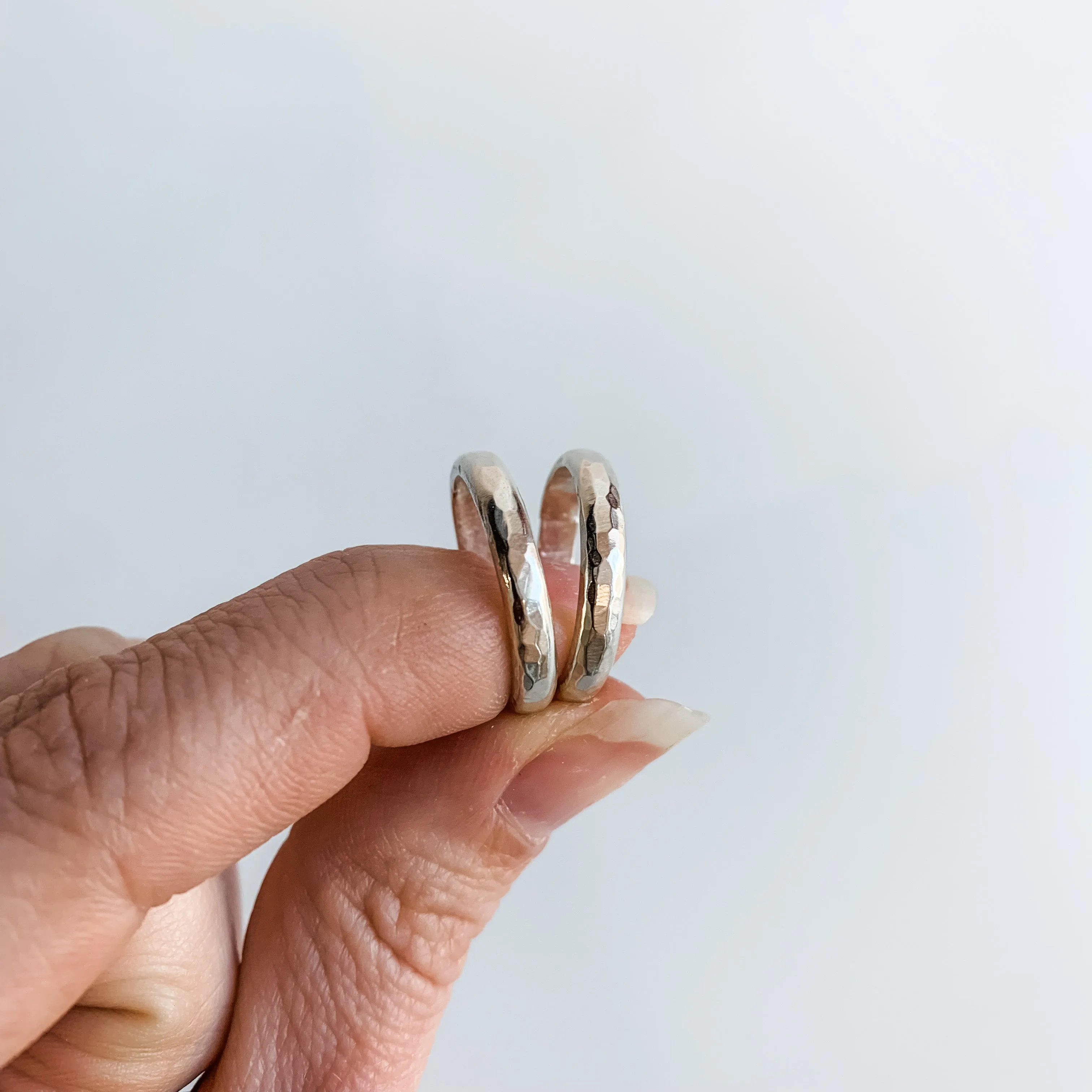 Chunky Hammered Silver Band