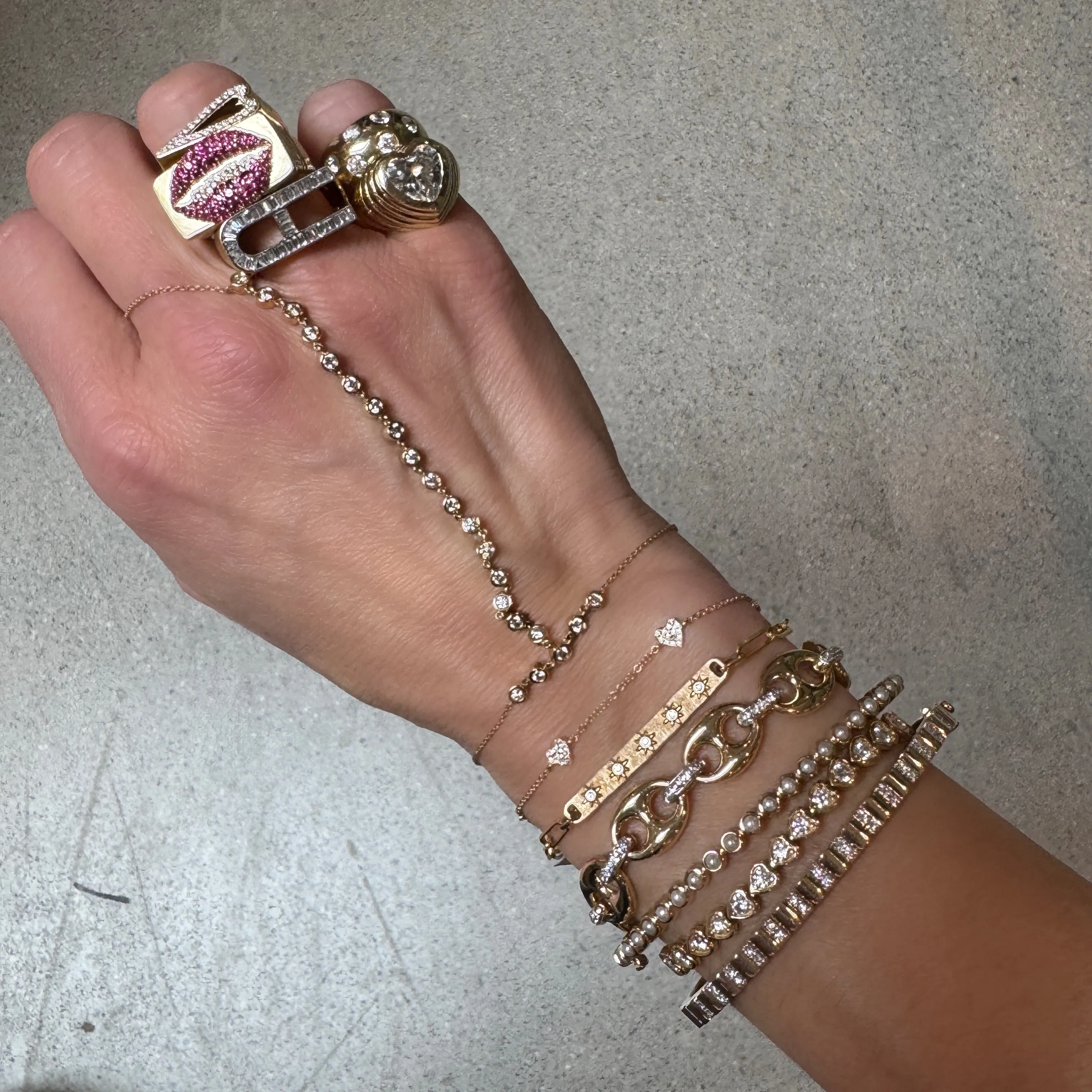 Chunky Initial Diamond Stacking Ring