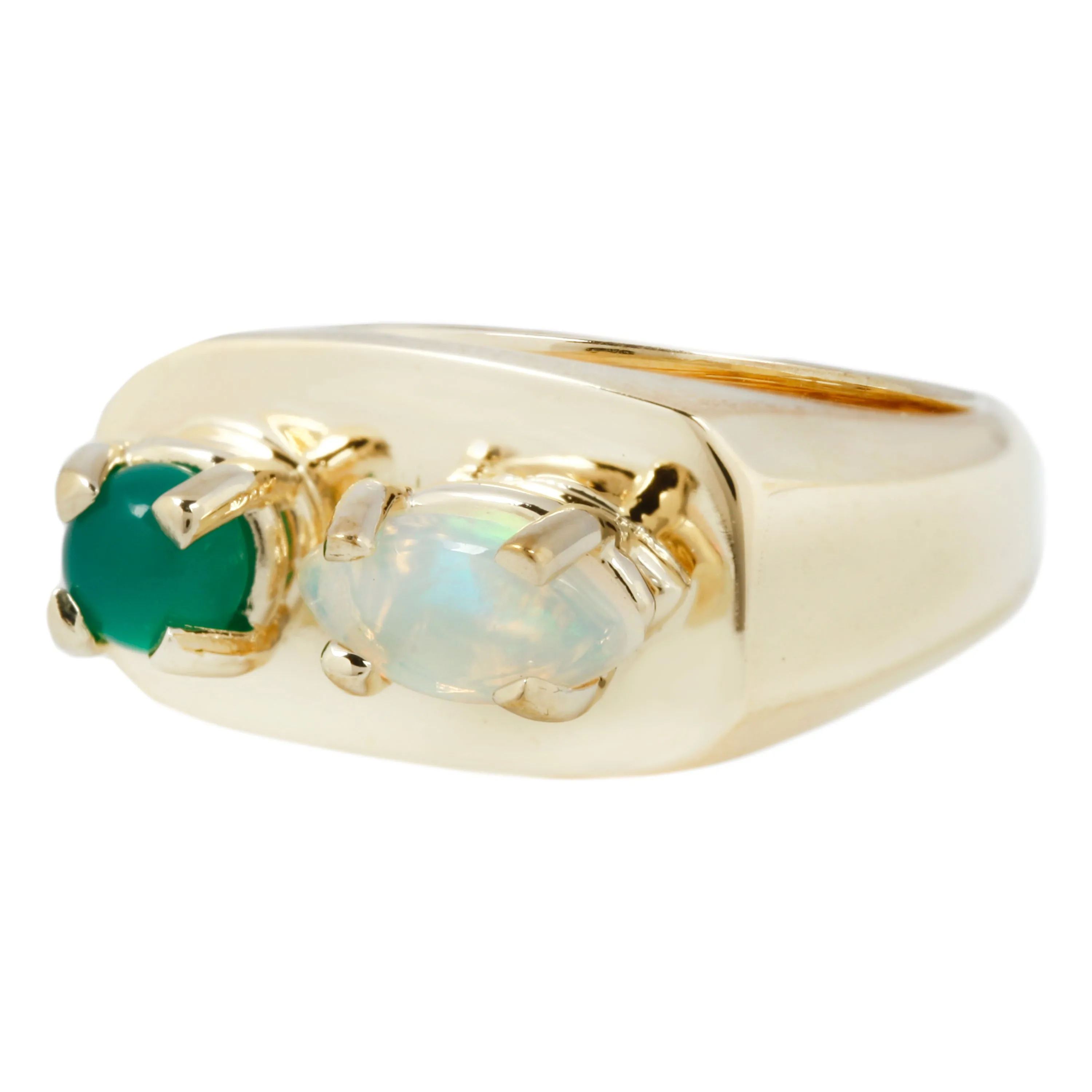 Chunky Signet in Green Onyx and Opal