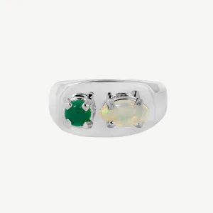 Chunky Signet in Green Onyx and Opal