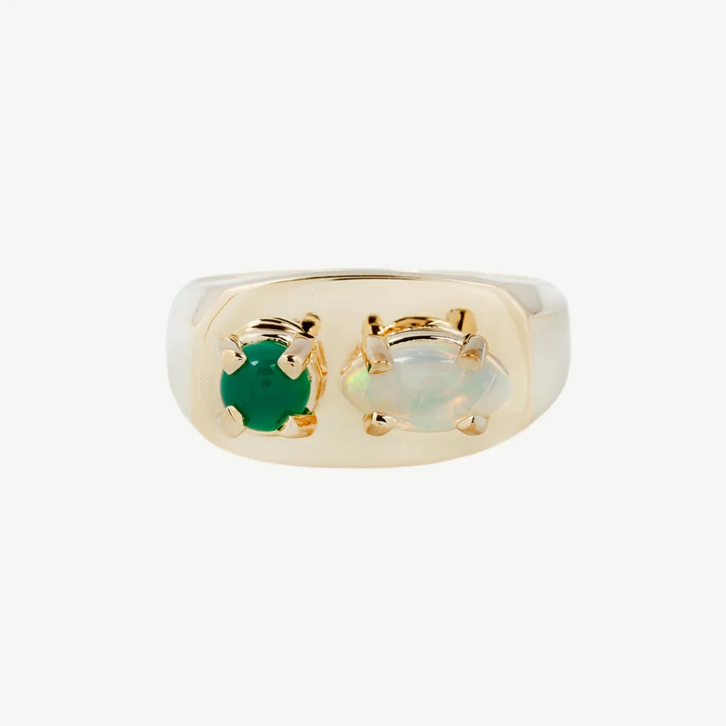 Chunky Signet in Green Onyx and Opal