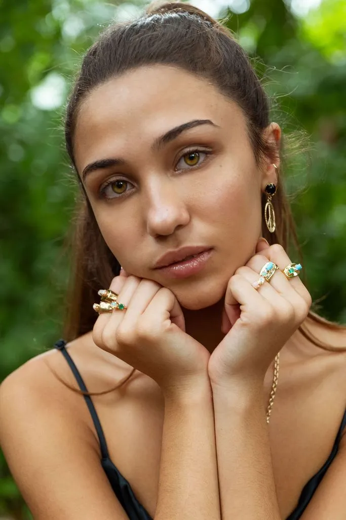 Chunky Signet in Green Onyx and Opal