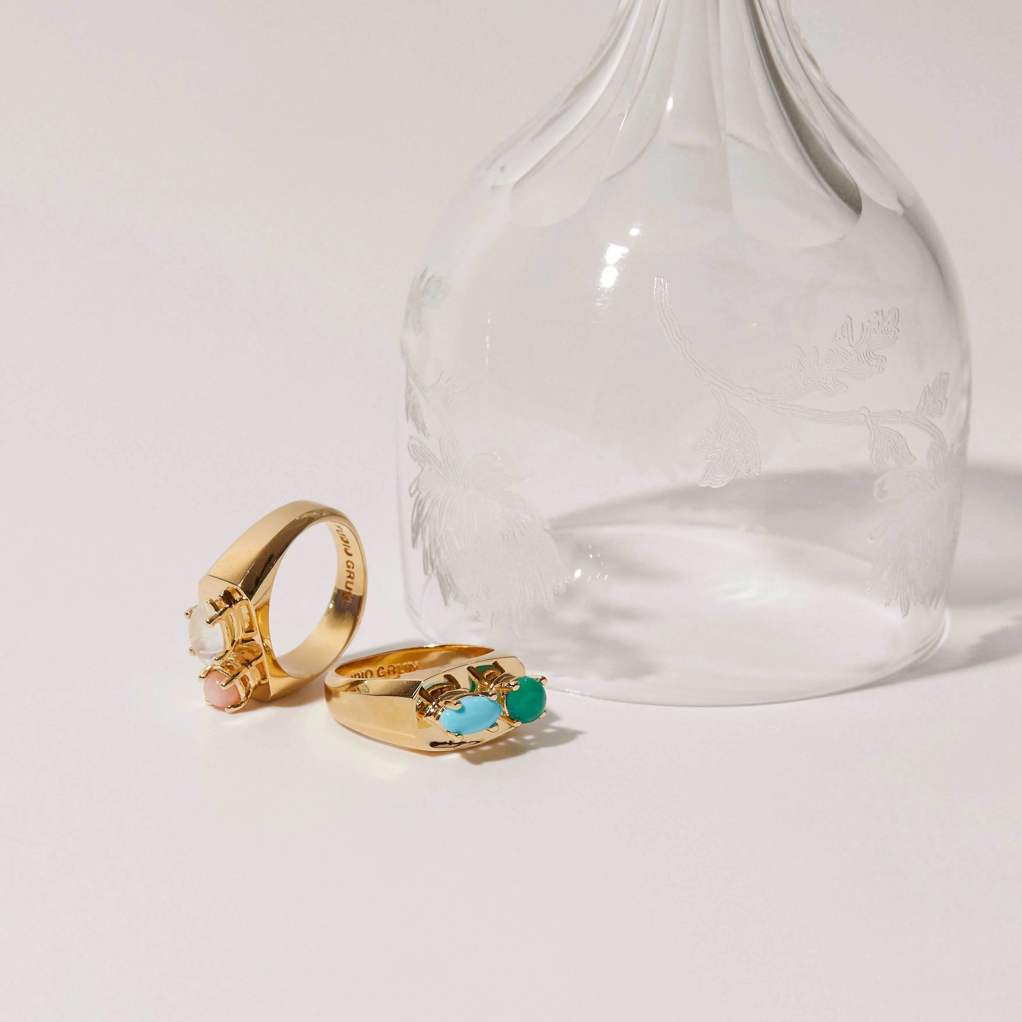 Chunky Signet in Green Onyx and Turquoise