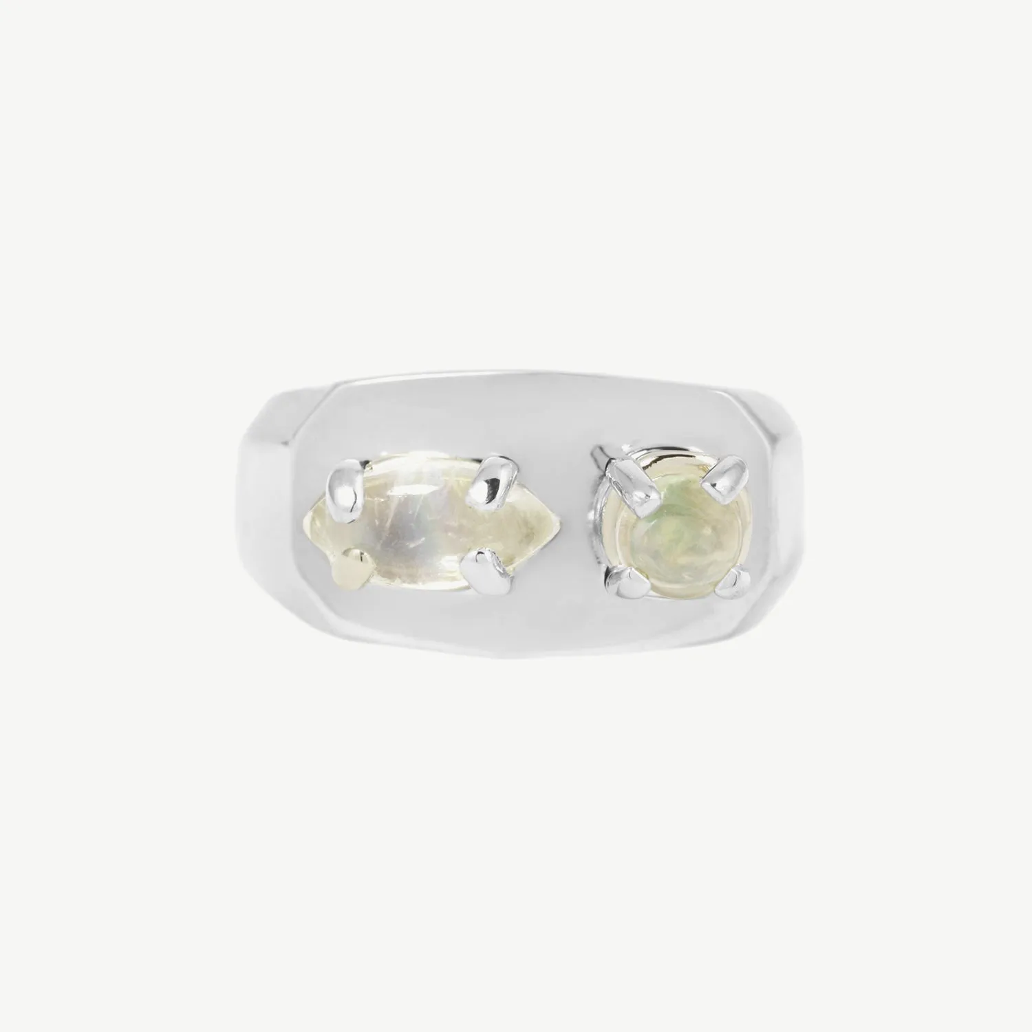 Chunky Signet in Moonstone and Opal