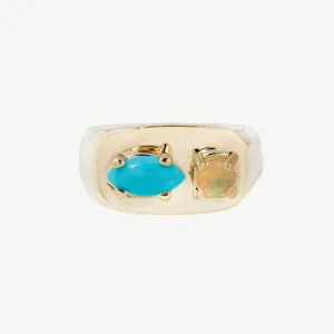 Chunky Signet in Opal and Turquoise