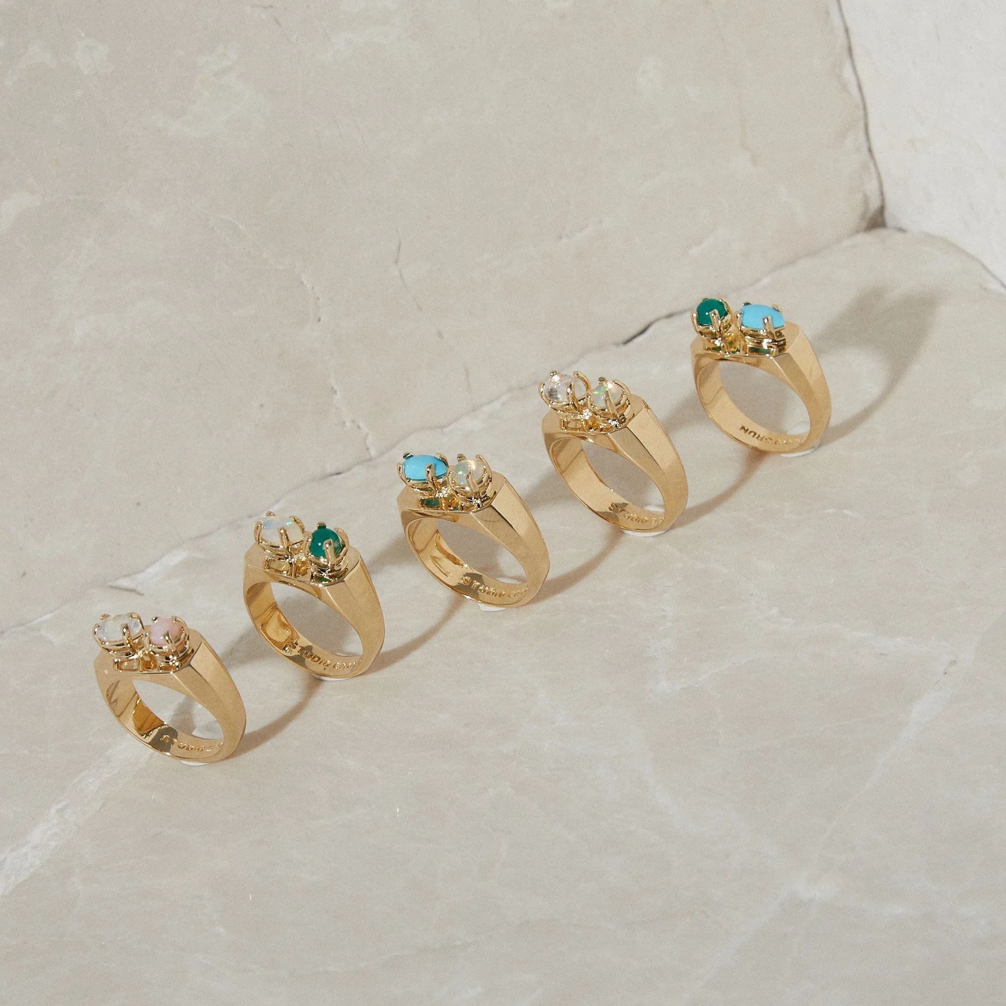 Chunky Signet in Opal and Turquoise