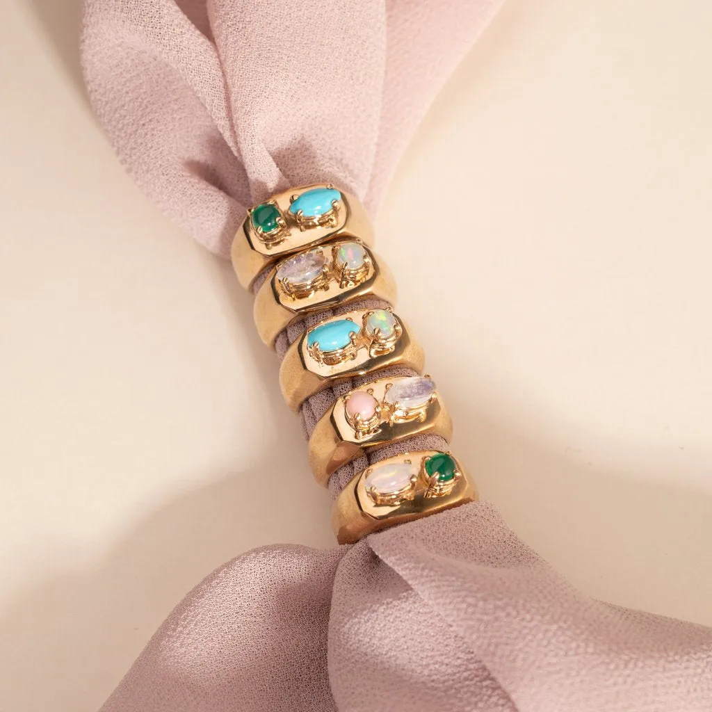 Chunky Signet in Opal and Turquoise