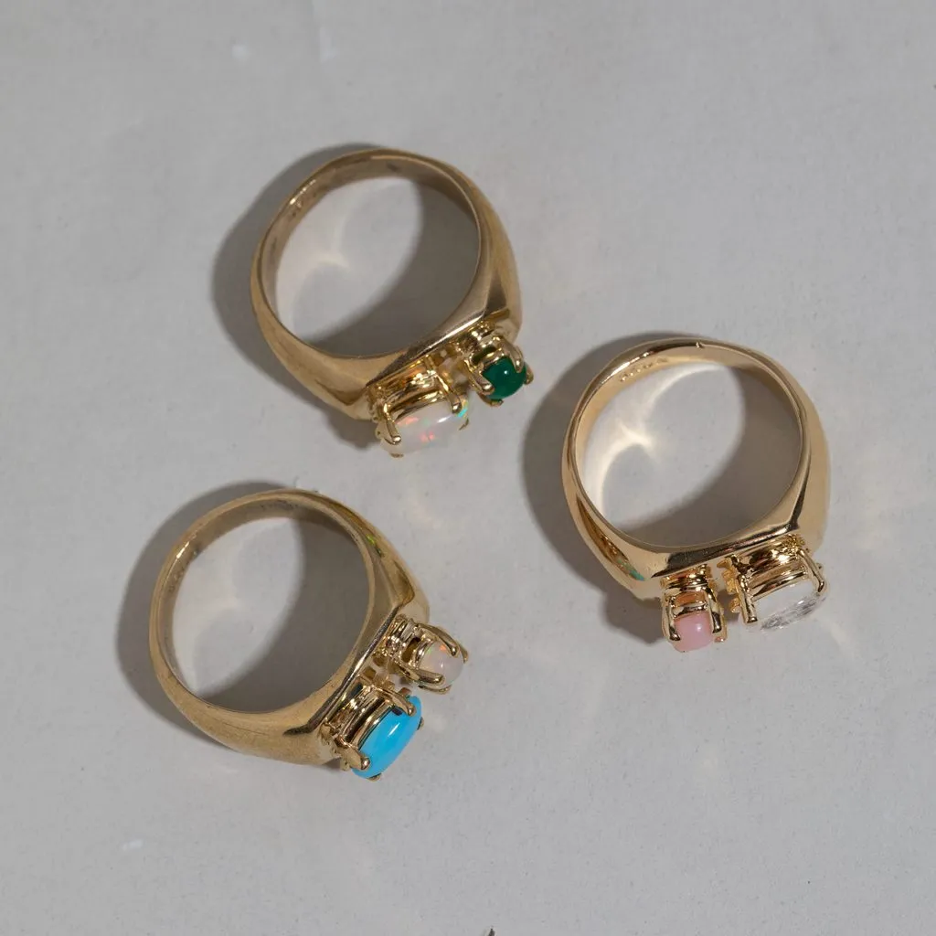 Chunky Signet in Opal and Turquoise