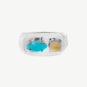 Chunky Signet in Opal and Turquoise