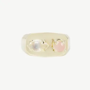 Chunky Signet in Pink Opal and Moonstone