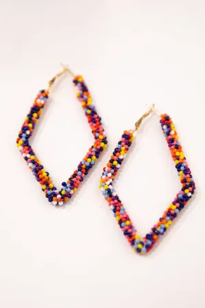 Cobalt Multicolor Seed Beaded Earrings