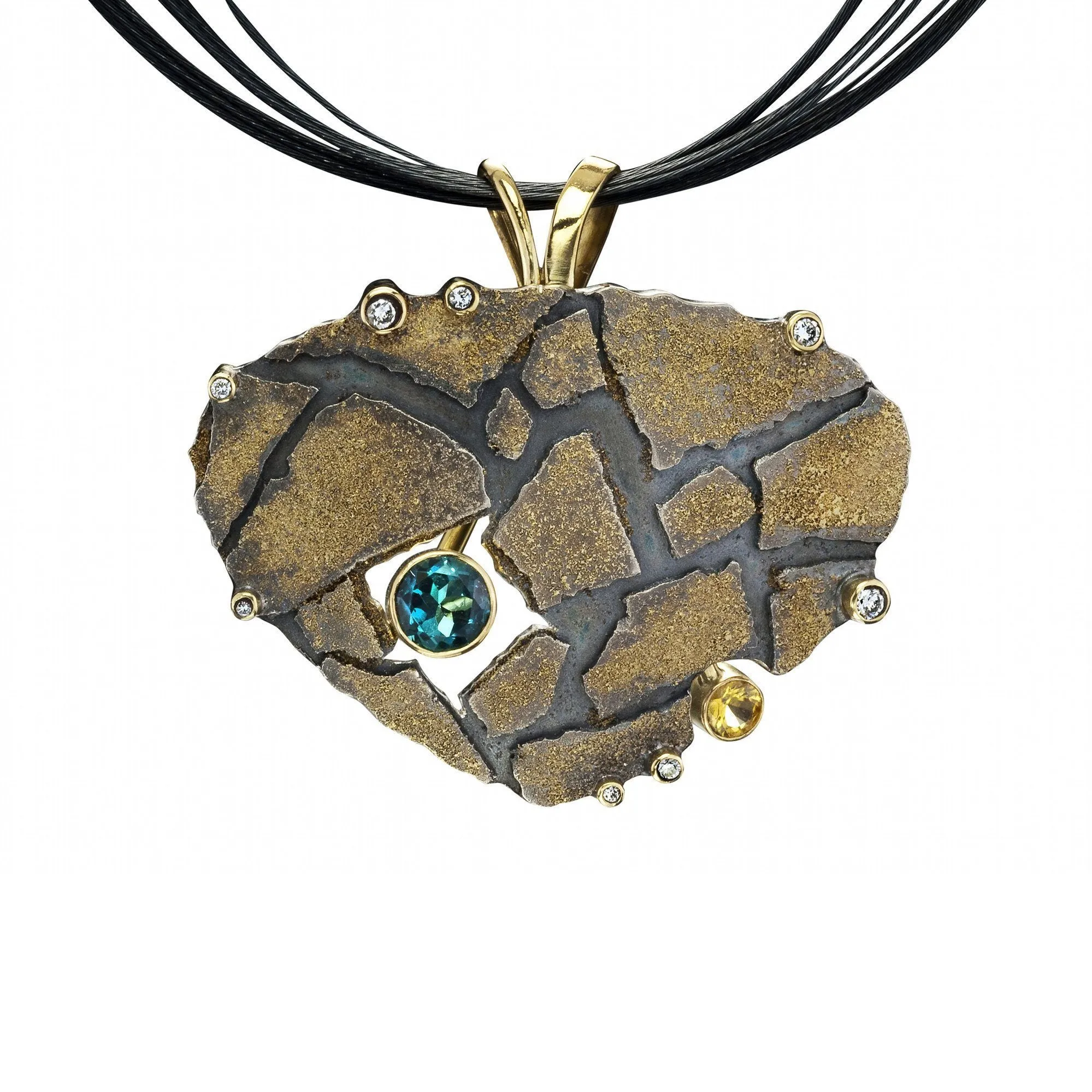 Cobblestone pendant with blue tourmaline