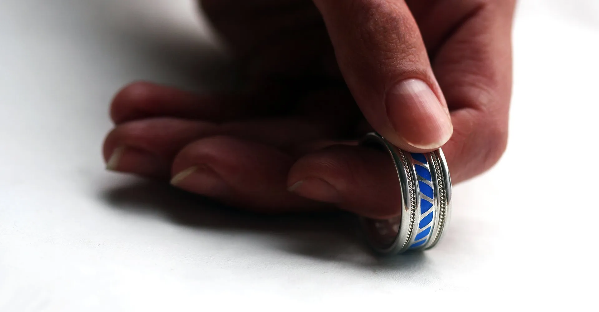 Colored coil - royal blue Enamel wedding ring
