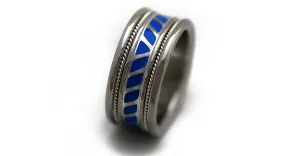 Colored coil - royal blue Enamel wedding ring