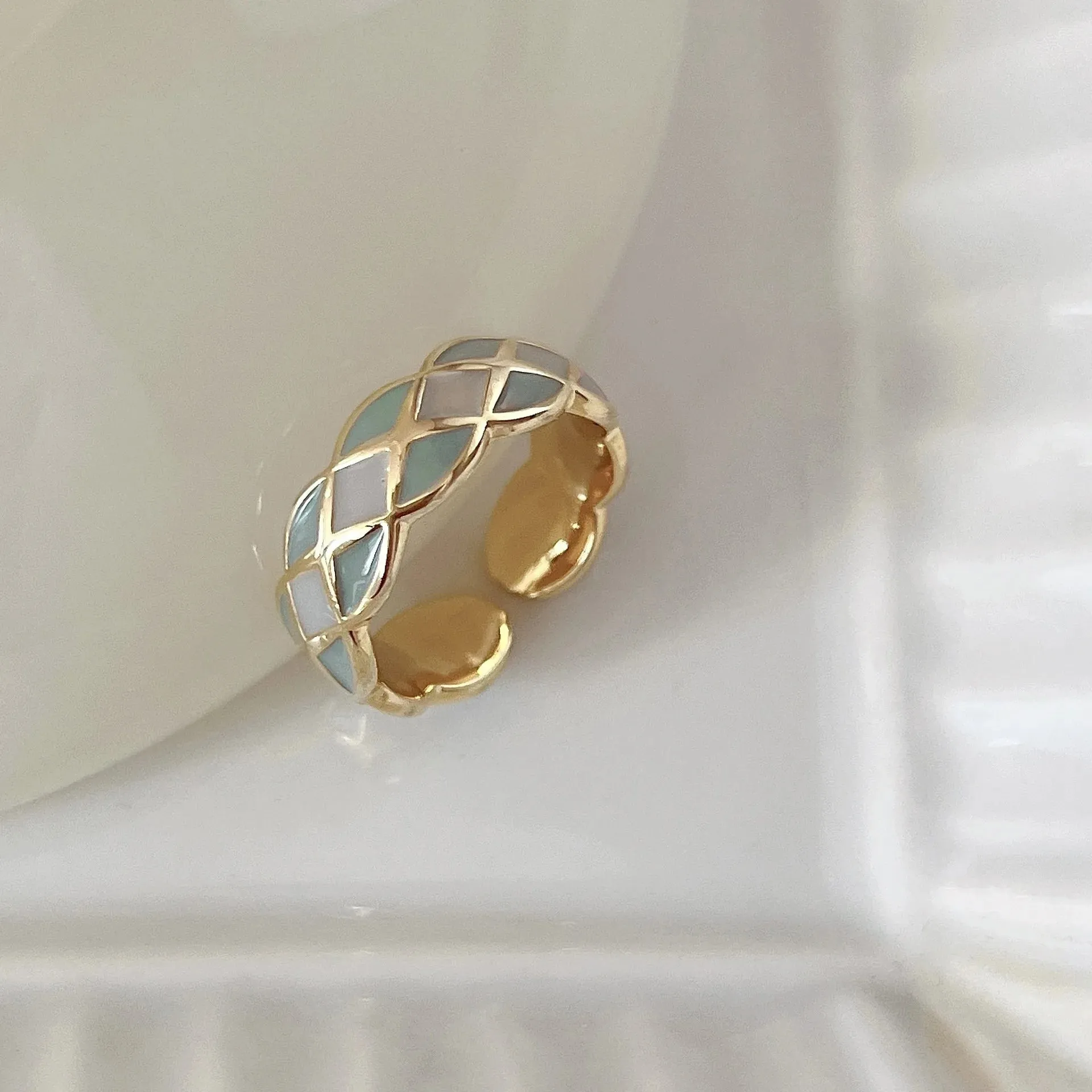 Colorful Drip Glaze Open Ring For Women Fashion Retro Geometric Gold Color Metal Rings Exquisite Jewelry Gifts For Girl