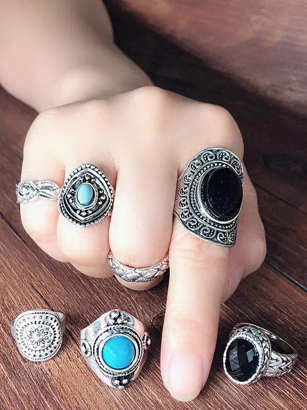 Combination Set Ring Men and Women Retro Style Totem Court Luxury Ring