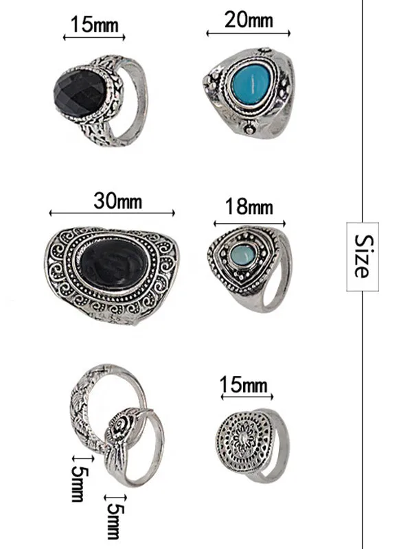 Combination Set Ring Men and Women Retro Style Totem Court Luxury Ring