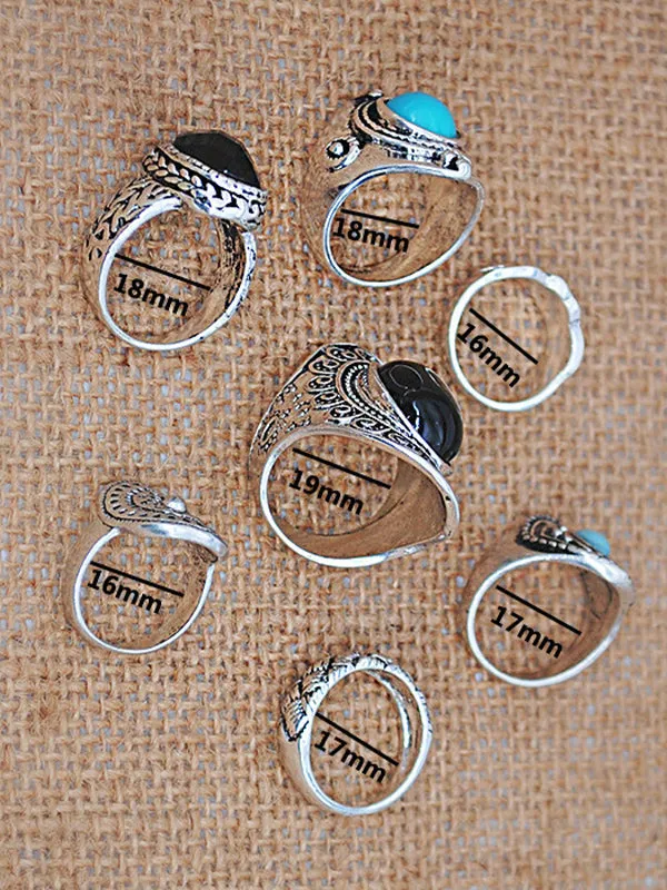 Combination Set Ring Men and Women Retro Style Totem Court Luxury Ring