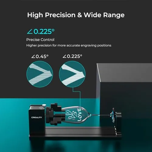 Creality 22W Laser Engraver 4-in-1 Rotary Roller Kit for Glass Tumbler Ring, 120W Power Laser Cutter and Engraver Machine, CNC Laser Engraving