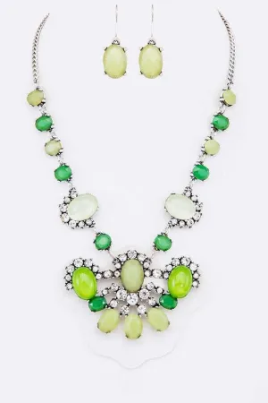 Crystal Bejeweled Statement Necklace Set