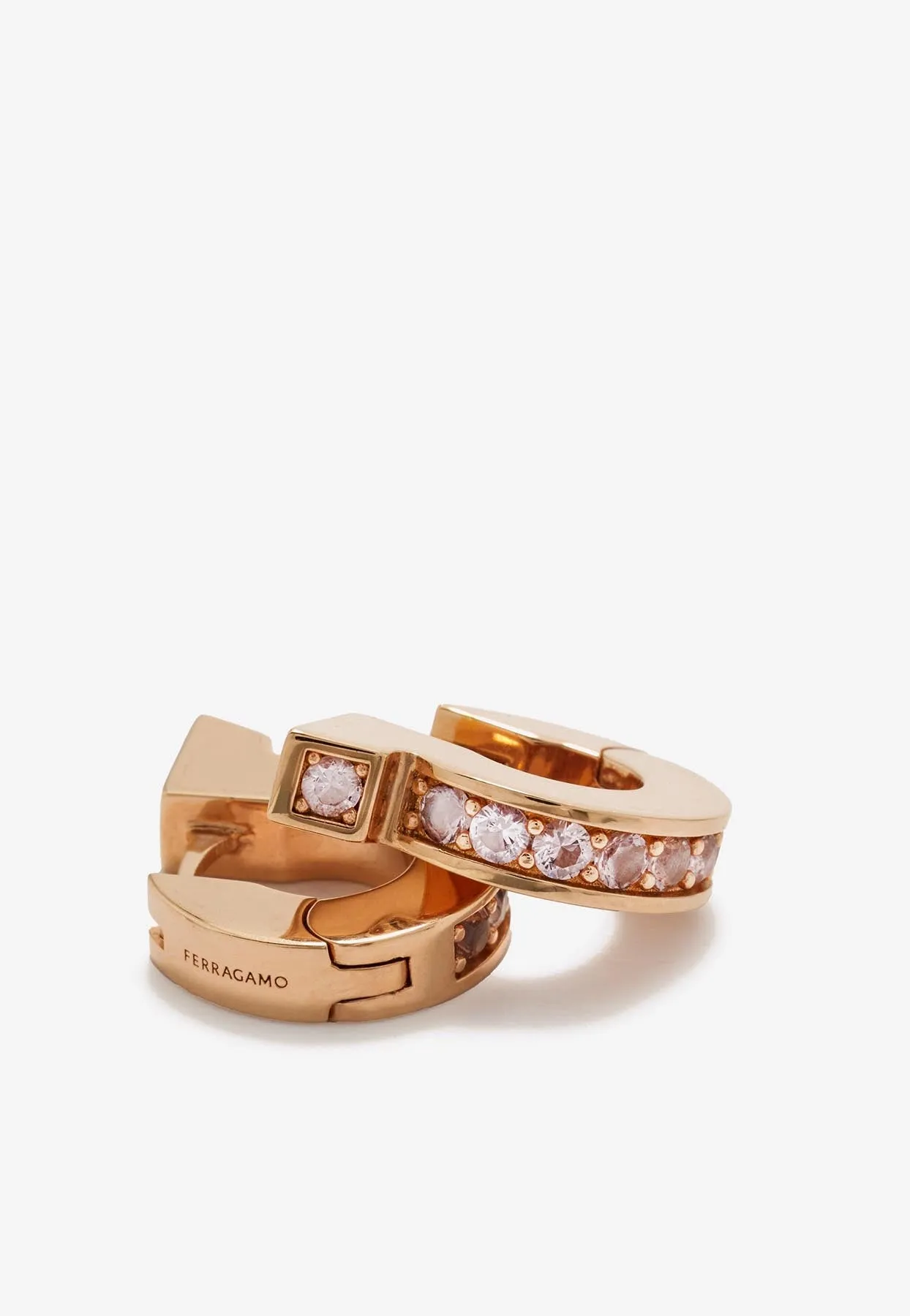 Crystal Embellished Gancini Hoop Earrings