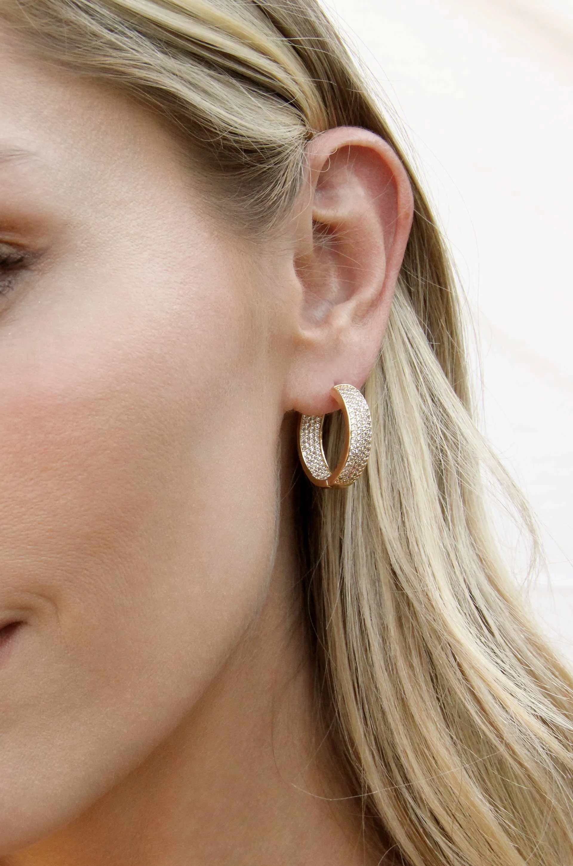 Crystal Sparkle Mini Hoop 18k Gold Plated Earrings