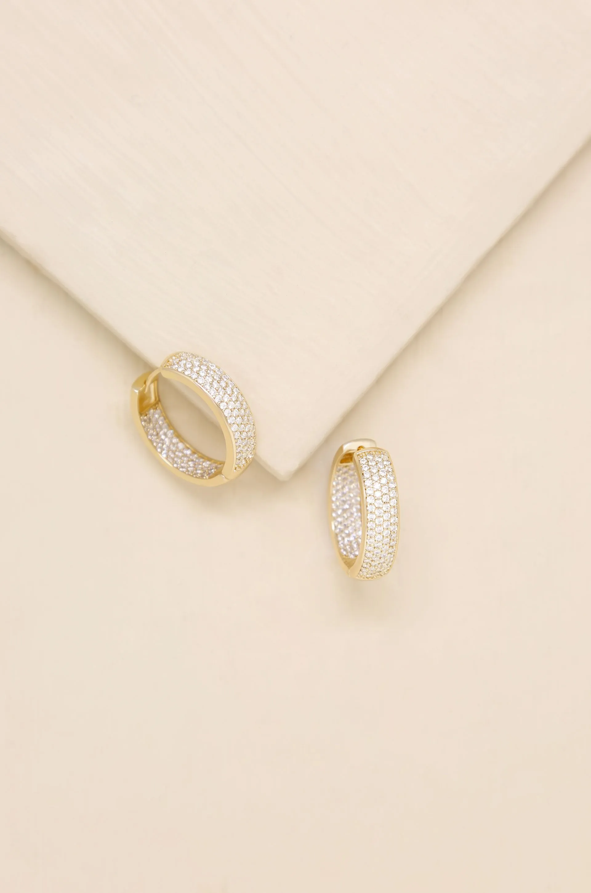 Crystal Sparkle Mini Hoop 18k Gold Plated Earrings