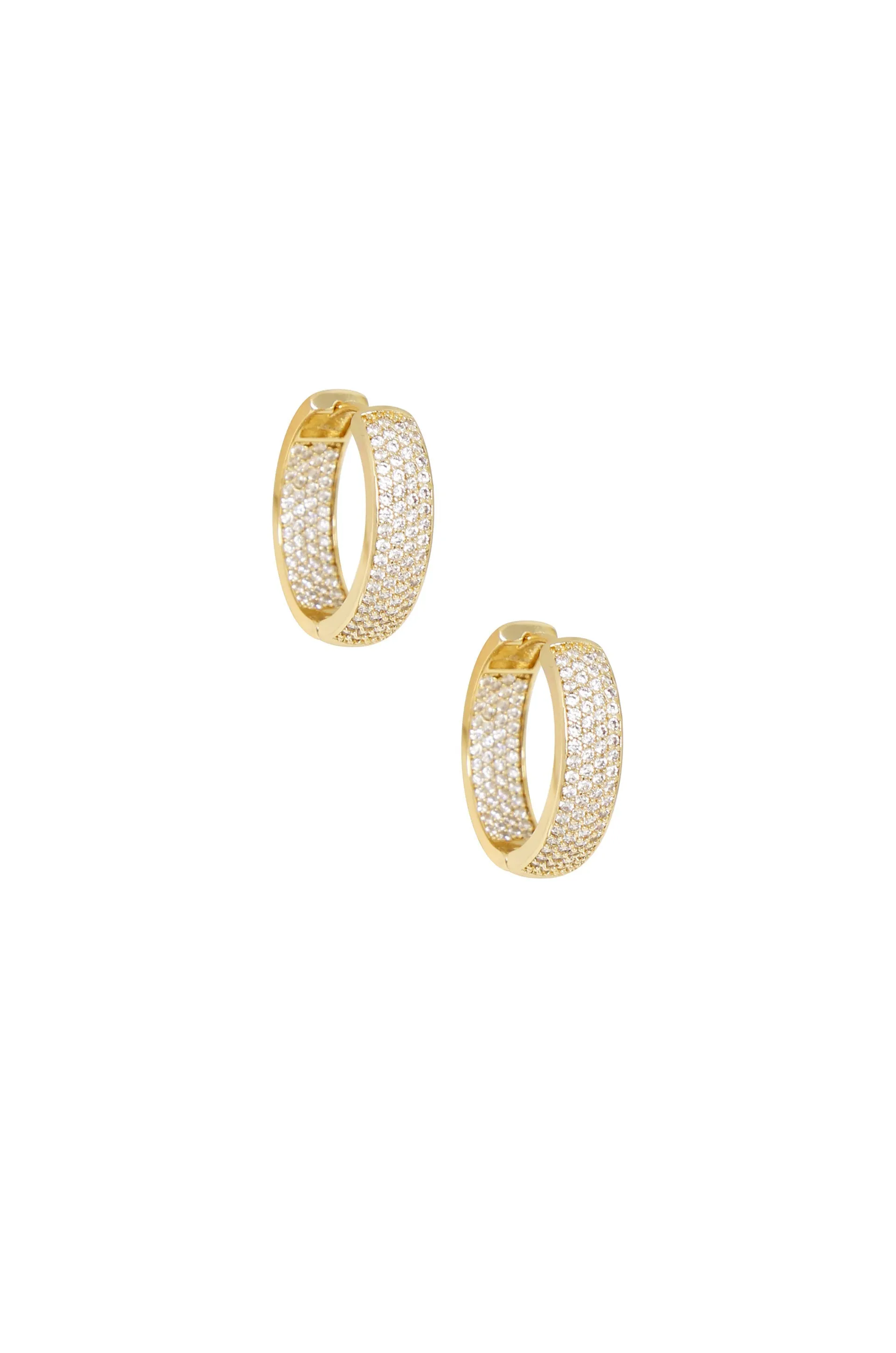 Crystal Sparkle Mini Hoop 18k Gold Plated Earrings