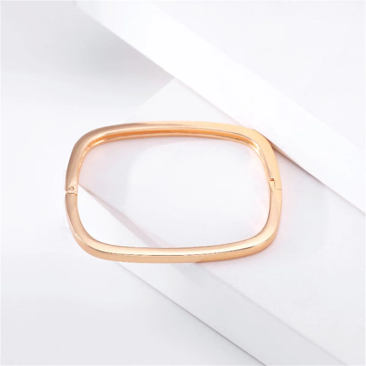 Cubic Zirconia & 18K Gold-Plated Thin Square Bangle