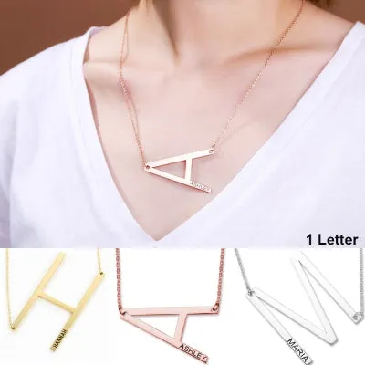 Custom Name Sideways Initial Necklace