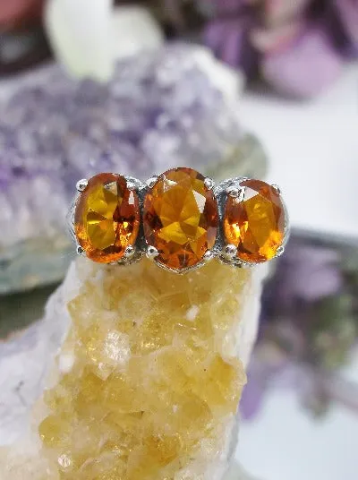 D41, Trinity Ring, Simulated or CZ Gemstones, Three Gem Art Deco Jewelry Design#D41