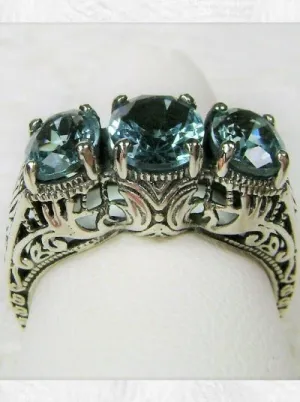 D41, Trinity Ring, Simulated or CZ Gemstones, Three Gem Art Deco Jewelry Design#D41