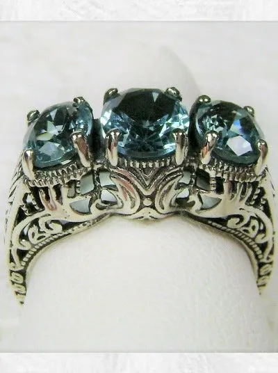 D41, Trinity Ring, Simulated or CZ Gemstones, Three Gem Art Deco Jewelry Design#D41
