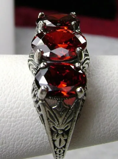 D41, Trinity Ring, Simulated or CZ Gemstones, Three Gem Art Deco Jewelry Design#D41